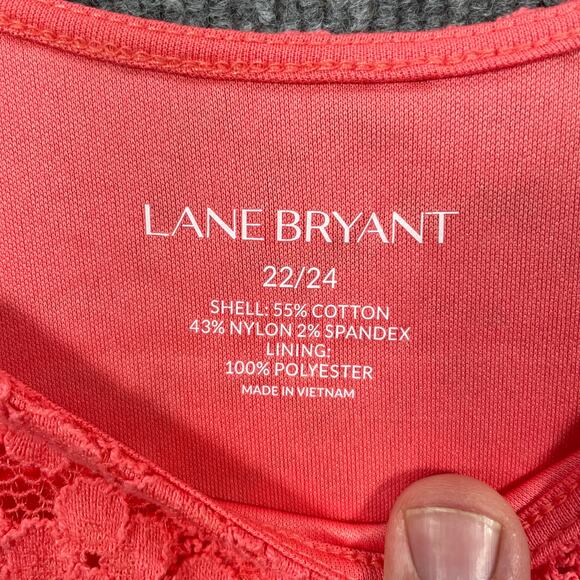 Lane Bryant Tank Top Women's Plus 22/24 Pink Floral Crochet Motif Allover Active - Picture 4 of 8